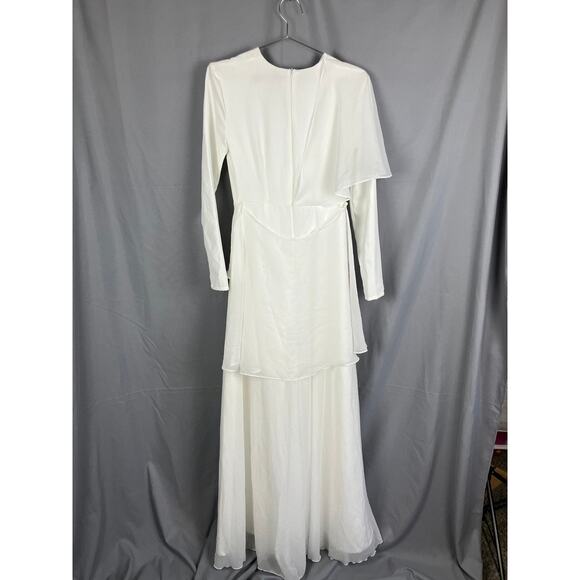 Annah Hariri White Overlay Chiffon Jumpsuit Wide Leg Size 2 Modest Palazzo READ - Picture 9 of 12